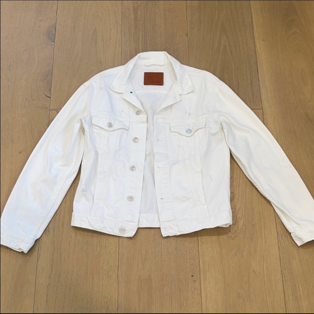 White distressed jean jacket